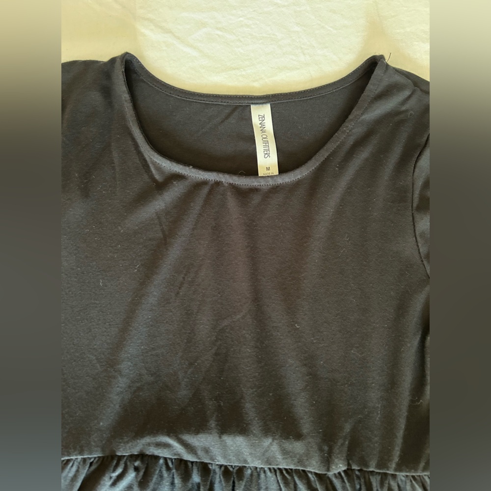 Black Short Sleeve Fit & Flare Midi Dress With Pockets - Picture 2 of 7